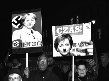 München am 14. November 2012   Günter Wangerin und Barbara Tedeski auf der Solidaritätskundgebung für die vom Spardiktat betroffenen Länder