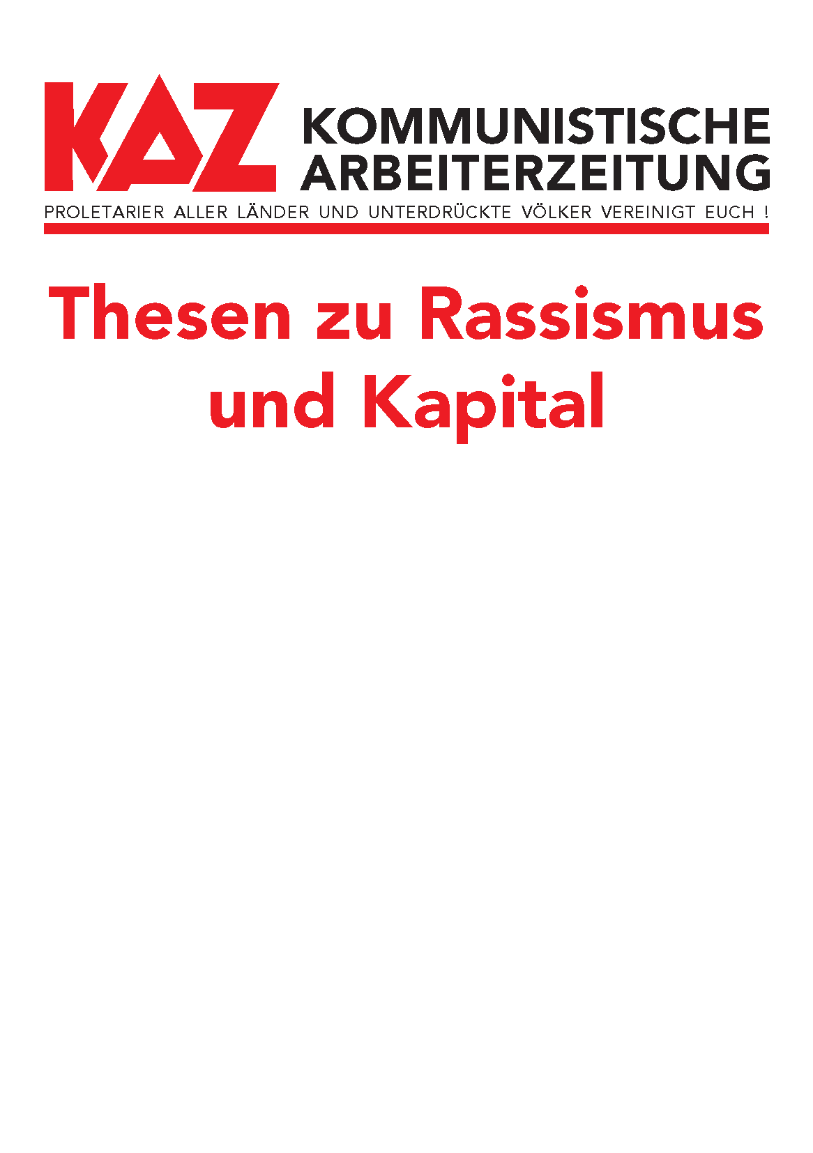 Thesen zu Rassismus und Kapital