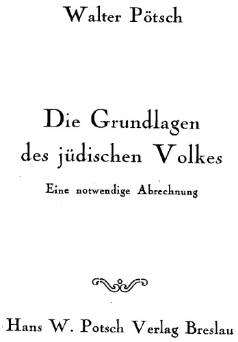 Hinter diesem zweideutigen Titel verbarg sich die antifaschistische Tarnschrift aus dem Jahr 1938, aus der wir hier Auszüge abdrucken. Wir sind auf dieses nicht sehr bekannte Dokument bei unseren Recherchen gestoßen. Seine Leidenschaftlichkeit wird wohl jeden, der noch menschlich fühlen kann, berühren. Was uns auch beeindruckt hat, war die Weitsicht, die hier ein Jahr vor Kriegsbeginn über den Zusammenhang zwischen staatlichem Antisemitismus und den Kriegszielen Nazideutschlands vorhanden war. Wir sind aufgrund des Studiums der gesamten Tarnschrift der Überzeugung, dass es sich um ein Dokument aus den Reihen der KPD handelt. Leider fehlte es uns an Zeit und Kraft, die Arbeit von Historikern zu machen und nachzuforschen, ob und welche Wirkungen diese Tarnschrift hatte. Es war lebensgefährlich, solche Schriften zu verbreiten, aber wir wissen nichts über ihre Verbreitung. Wir beschränken uns darauf, unseren Lesern mitzuteilen, dass diese Schrift uns auch heute noch viel zu sagen hat, dass wir sie nicht unter „abgeschlossenes Kapitel der Geschichte“ abheften können, sondern dass wir uns durch sie aufrütteln und belehren lassen müssen. Arbeitsgruppe „Gegen Antisemitismus“