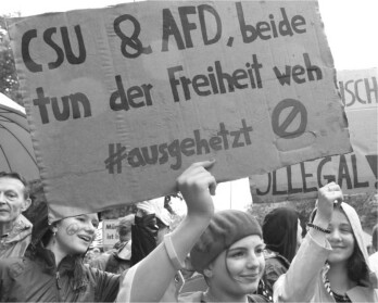 #ausgehetzt – Gemeinsam gegen die Politik der Angst: Großdemo gegen die CSU mit 50.000 Teilnehmern in München, Juli 2018.