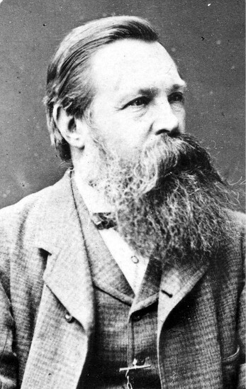 Friedrich Engels 1877. In dieser Zeit veröffentlichte er mit Unterstützung von Marx den „Anti-Dühring“, das Grundlagenwerk des dialektischen und historischen Materialismus. Gleichzeitig arbeitete er an der „Dialektik der Natur“. Statt religiöser Schöpfungsmythen: „Die Arbeit ist die Quelle alles Reichtums, sagen die politischen Ökonomen. Sie ist dies – neben der Natur, die ihr den Stoff liefert, den sie in Reichtum verwandelt. Aber sie ist noch unendlich mehr als dies. Sie ist die erste Grundbedingung alles menschlichen Lebens, und zwar in einem solchen Grade, daß wir in gewissem Sinn sagen müssen: Sie hat den Menschen selbst geschaffen.“ (MEW 20, S.444)